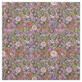 FABRIC ABSTRAKT CIRCLE BLUME PINK GREEN DK LINIEN STOFF