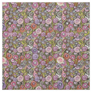 FABRIC ABSTRAKT CIRCLE BLUME PINK GREEN DK LINIEN STOFF
