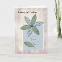 Fabric Birthday Blume Card