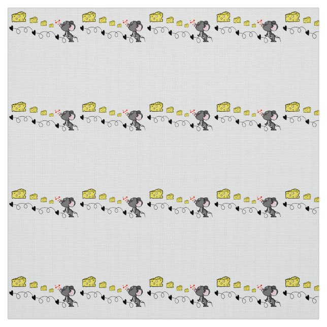 Fabric Cheesy Mousey Red Hearts Kisses Stoff (Muster)