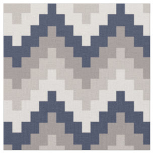 Fabric Chevron Pattern Azul Gray Geometrisch und Stoff