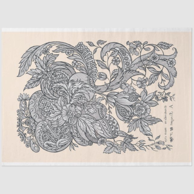 Fabric Design aus dem 18. Jahrhundert Seidenpapier (Vorderseite)