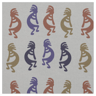 Fabric Kokopelli Group of Flute Playing Figures Stoff