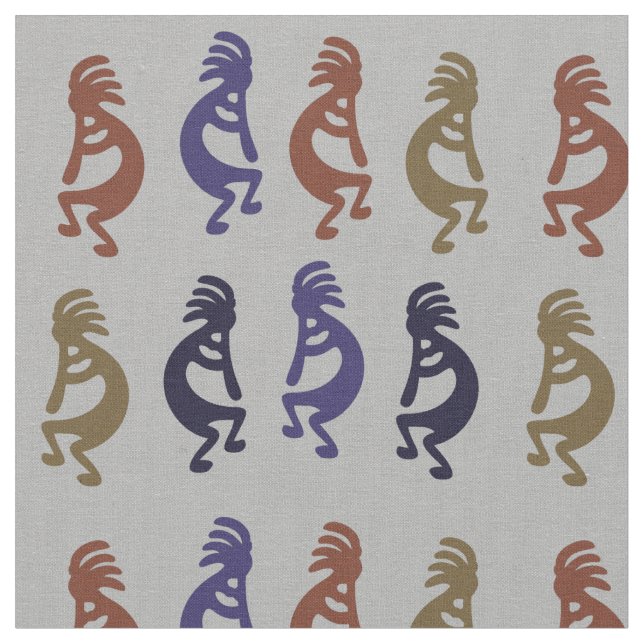 Fabric Kokopelli Group of Flute Playing Figures Stoff (Nahaufnahme)