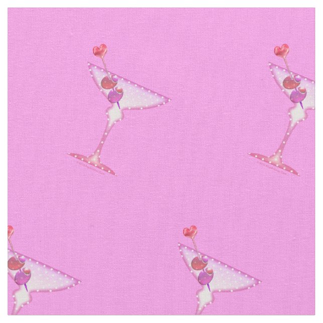 FABRIC - PINK MARTINI Cocktails Stoff (Nahaufnahme)