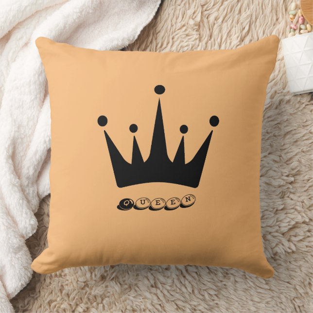 Fabric Polyester Custom Queen Text Black Crown Kissen (Decke)