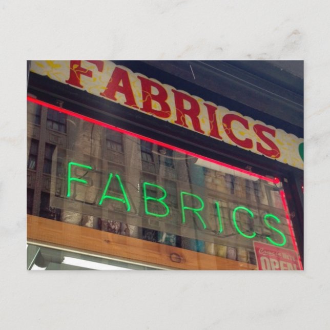 Fabric Store Neon Sign Garden District New York Postkarte (Vorderseite)