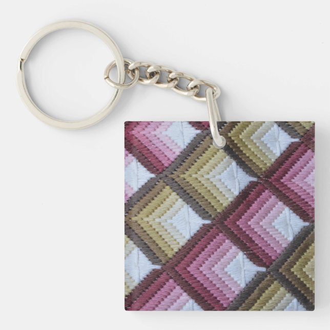 Fabric Tartan Square (Single-seitig) Schlüsselanhänger (Vorderseite)