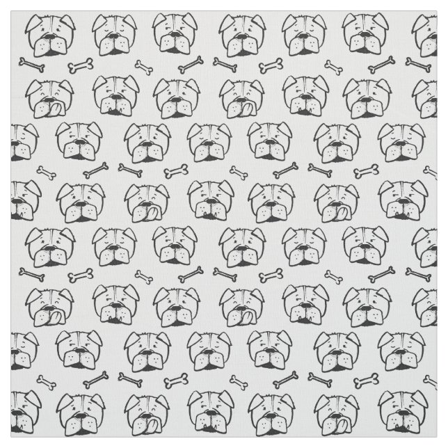 Fabric with an english Bulldogge pattern Stoff (Muster)