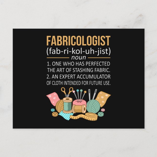 Fabricologe Fakten: Quilter Quilter Quilting Nähen Postkarte (Vorderseite)