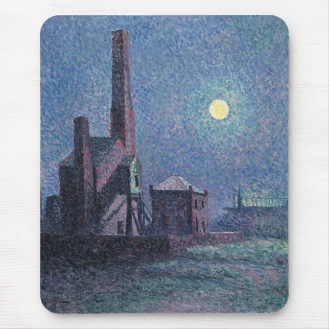 Fabrik im Mondschein (urbane Landschaft) (Luce) Mousepad (Vorne)