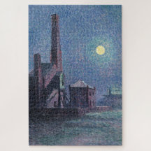 Fabrik im Mondschein (urbane Landschaft) (Luce)