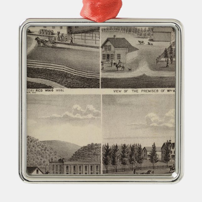 Fabrik, Speicher und Wohnsitze, Minnesota Silbernes Ornament (Vorne)