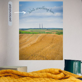 Fabrikschornsteine mit gelbem Feld Poster