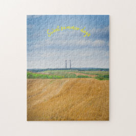 Fabrikschornsteine mit gelbem Feld Puzzle