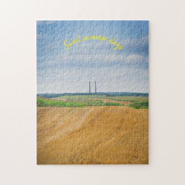 Fabrikschornsteine mit gelbem Feld Puzzle (Vertikal)