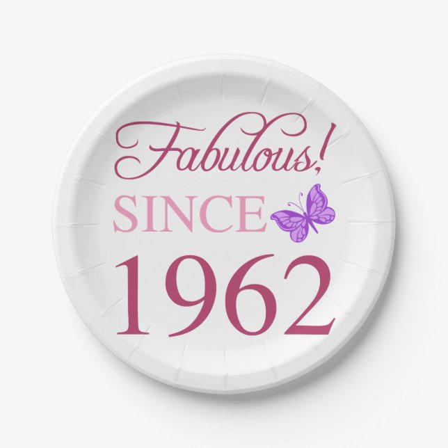 Fabulous 1962 Women’s 60 th Birthday Pappteller (Vorderseite)