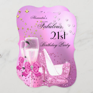 Fabulous 21. Shimmer Light Pink Heelse Geburtstag Einladung