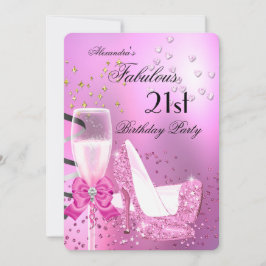 Fabulous 21. Shimmer Light Pink Heelse Geburtstag  Einladung