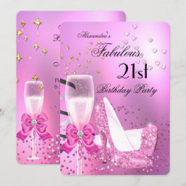 Fabulous 21. Shimmer Light Pink Heelse Geburtstag Einladung