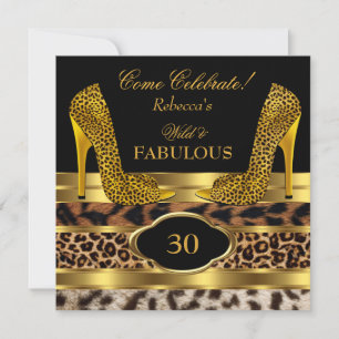 Fabulous 30 Wild Leopard Gold Cheetah High Heels 2 Einladung