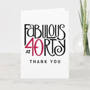 Fabulous 40 black red Thank You Card Dankeskarte