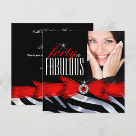 Fabulous 40 Foto Red Zebra Schwarz-weiß Geburtstag Einladung