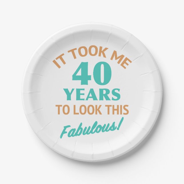 Fabulous 40. Geburtstag Pappteller (Vorderseite)