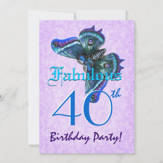 Fabulous 40. Geburtstag Türkisbutterfliegen W1804 Einladung