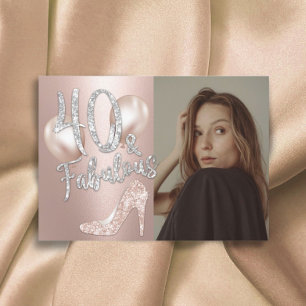 Fabulous 40 Moderne Rose Gold Foto Girl Birthday Einladung