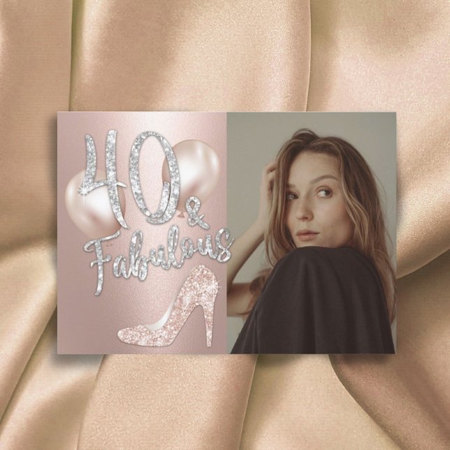 Fabulous 40 Moderne Rose Gold Foto Girl Birthday Einladung (Von Creator hochgeladen)