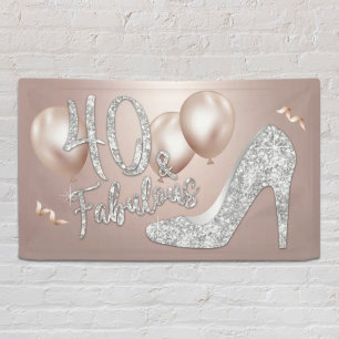 Fabulous 40 Moderne Rose Gold Girl 40. Geburtstag Banner
