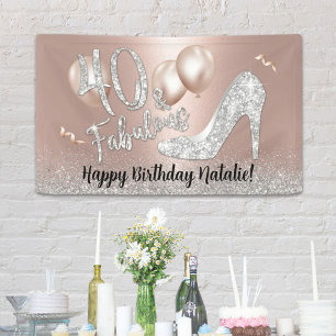 Fabulous 40 Moderne Rose Gold & Silber Geburtstag Banner