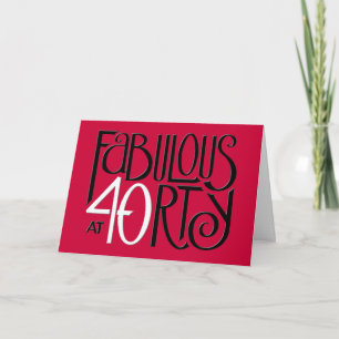 Fabulous 40 Schwarz-weiß Red Birthday Card Karte