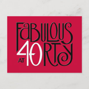 Fabulous 40 Schwarz-weiß rote Postkarte