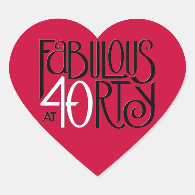 Fabulous 40 Schwarz-weiße Heart Sticker (Vorderseite)