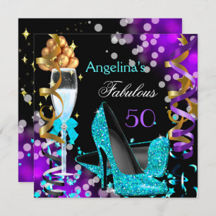 Fabulous 50 Aquamarine Lila Heels Gold Blasen Part Einladung