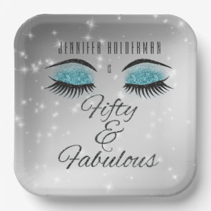 Fabulous 50 Black Aqua Glam Eyes Paper Teller