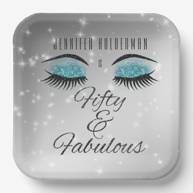 Fabulous 50 Black Aqua Glam Eyes Paper Teller (Vorderseite)