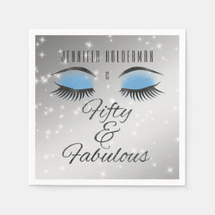 Fabulous 50 Black Blue Glam Eyes Paper Napkins Serviette
