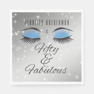 Fabulous 50 Black Blue Glam Eyes Paper Napkins Serviette