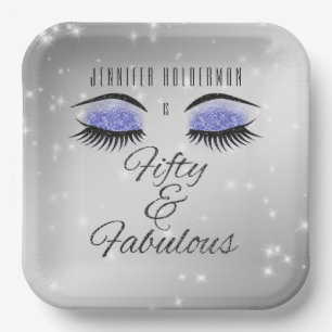 Fabulous 50 Black Periwinkle Glam Eyes Papierplatt Pappteller