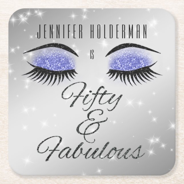 Fabulous 50 Black Periwinkle Glam Eyes Untersetzer (Vorderseite)
