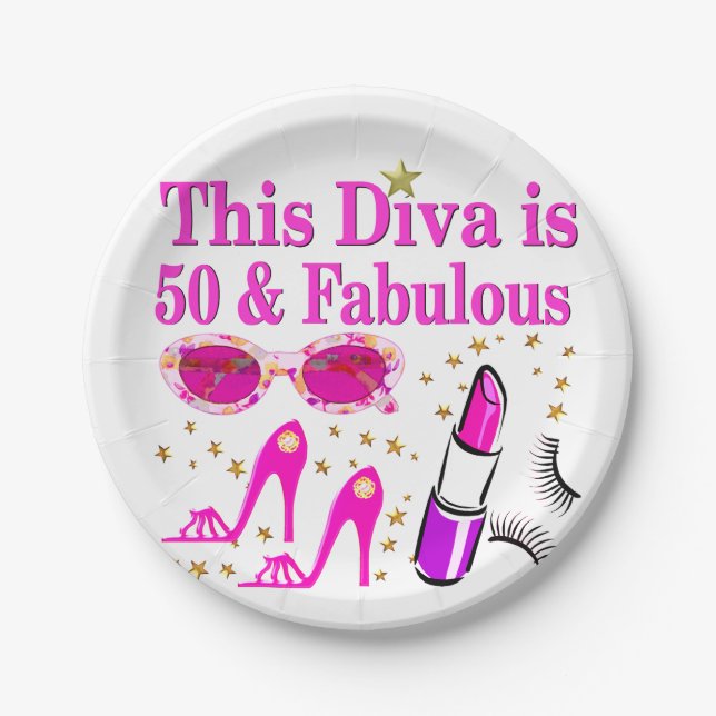 FABULOUS 50. DIVA PAPPTELLER (Vorderseite)