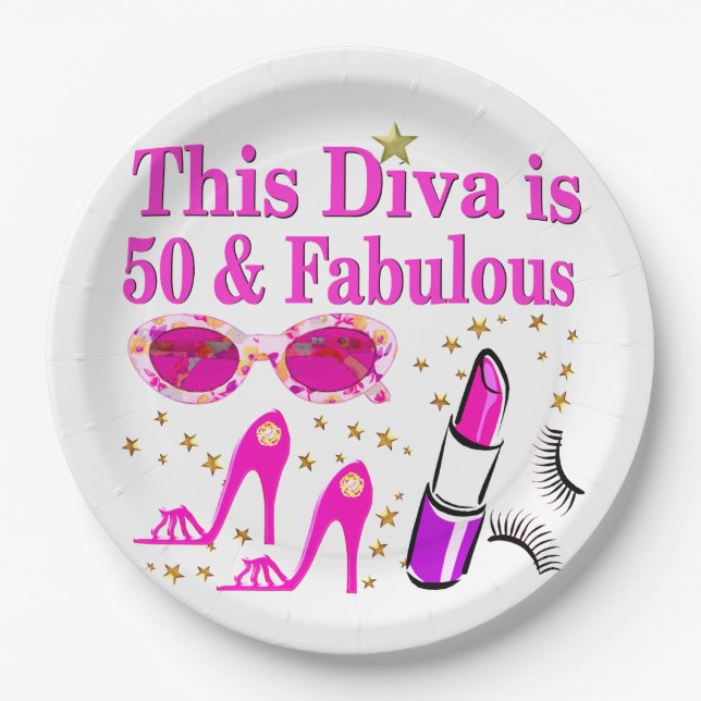 FABULOUS 50. DIVA PAPPTELLER (Vorderseite)