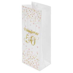 Fabulous & 50 Elegant Birthday Gold Pink Confetti Geschenktüte Für Weinflaschen