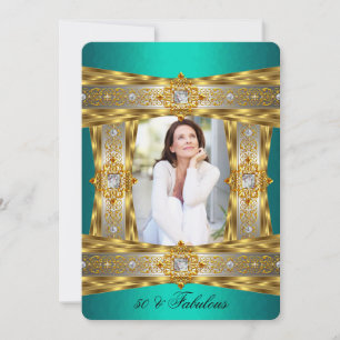 Fabulous 50 elegantes Diamond Gem Gold Jade Foto Einladung