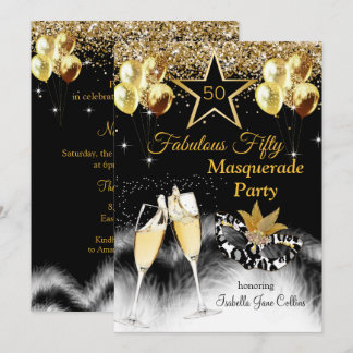 Fabulous 50 Geburtstag Masquerade Party Einladung