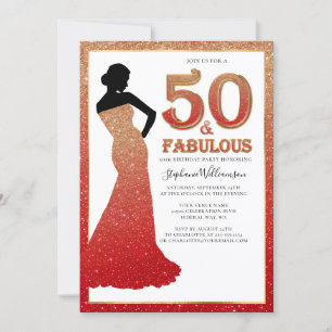 Fabulous 50. Geburtstag Ombre Glitzer Gown Invitat Einladung