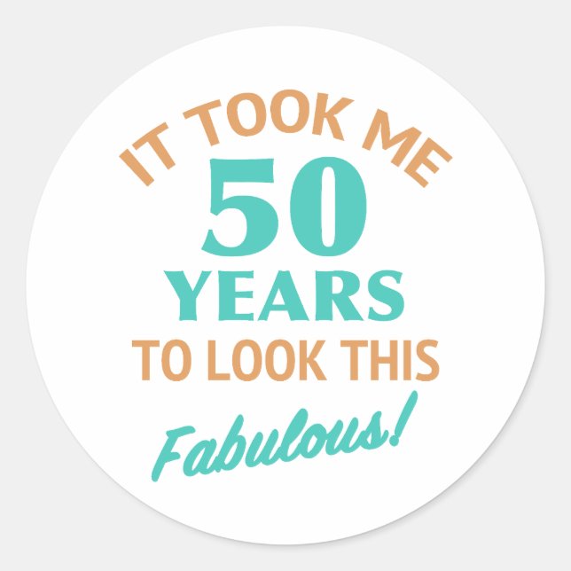 Fabulous 50. Geburtstag Runder Aufkleber (Vorderseite)